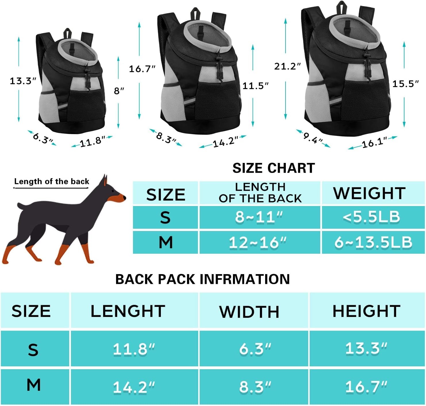 Dog Carrier Backpack Breathable Pet Carrier 