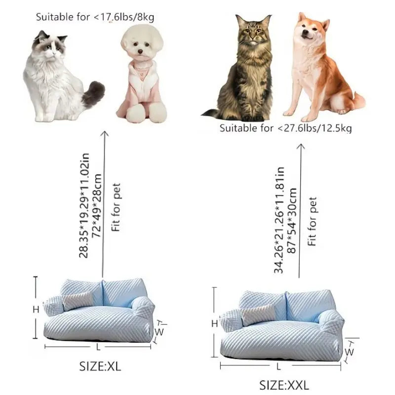 Cooling Ice Silk Pet Sofa – Breathable Summer Bed for Cats & Dogs with Massage Support