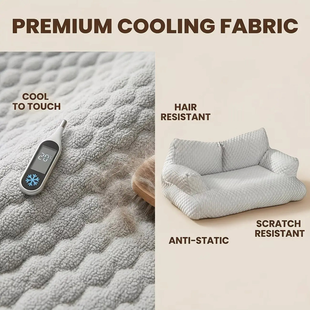 Cooling Ice Silk Pet Sofa – Breathable Summer Bed for Cats & Dogs with Massage Support