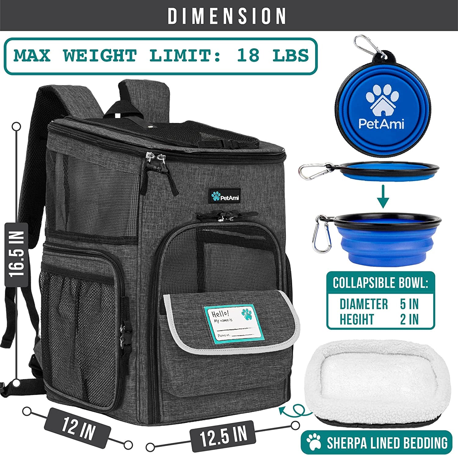 Dog Backpack Carrier, Airline Approved 4-Way Entry Cat Backpack Carrier