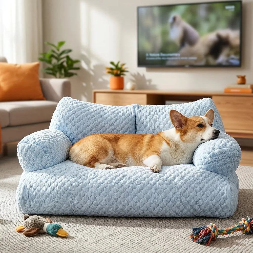 Cooling Ice Silk Pet Sofa – Breathable Summer Bed for Cats & Dogs with Massage Support