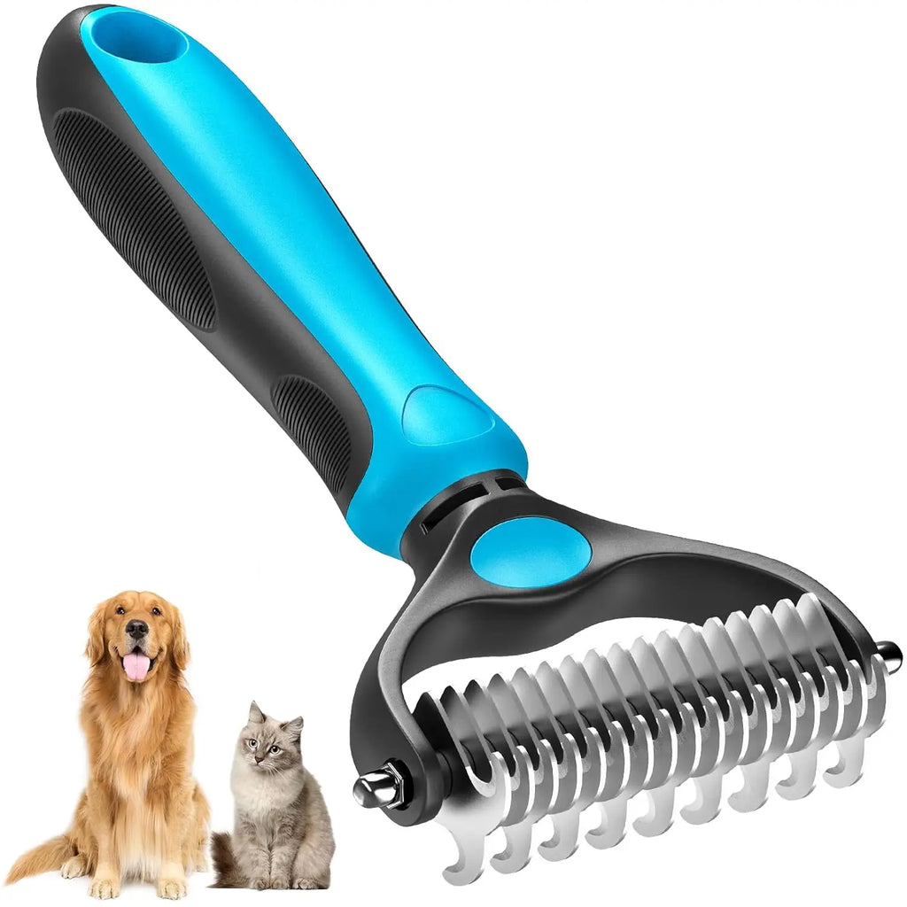 Double-Sided Pet Grooming Brush – Shedding & Dematting Undercoat Rake for Dogs & Cats