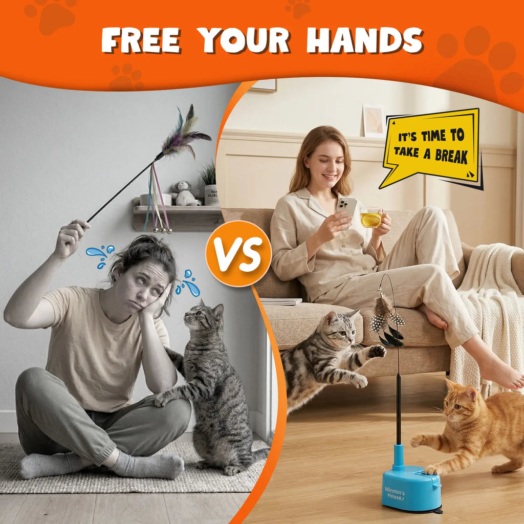 Interactive 360° Flying Bird Cat Toy – Automatic USB Rechargeable Self-Play Teaser with Suction Base