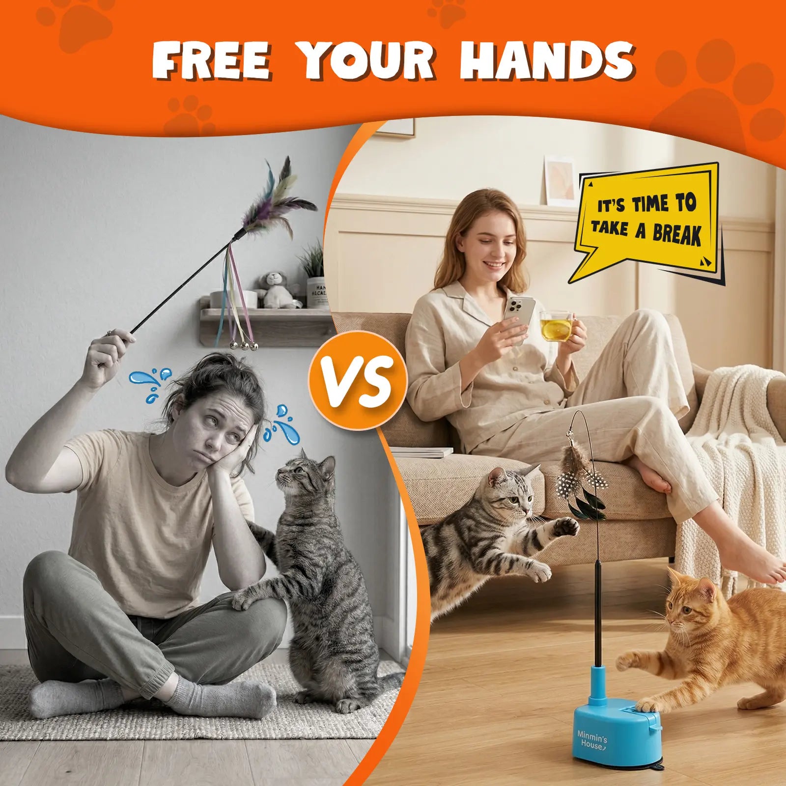 Interactive 360° Flying Bird Cat Toy – Automatic USB Rechargeable Self-Play Teaser with Suction Base