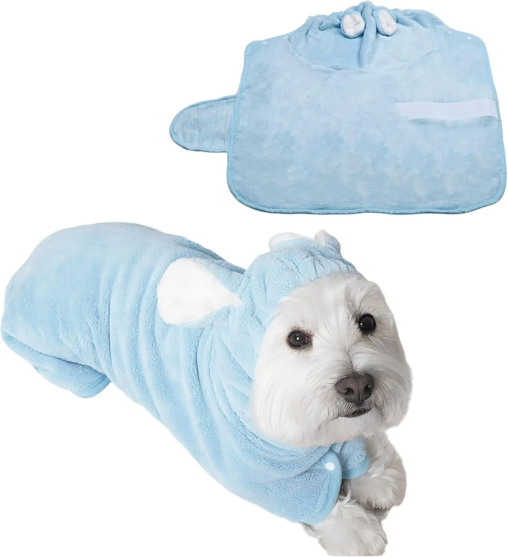 Quick-Dry Hooded Dog Bathrobe – Soft & Absorbent Pet Towel Robe
