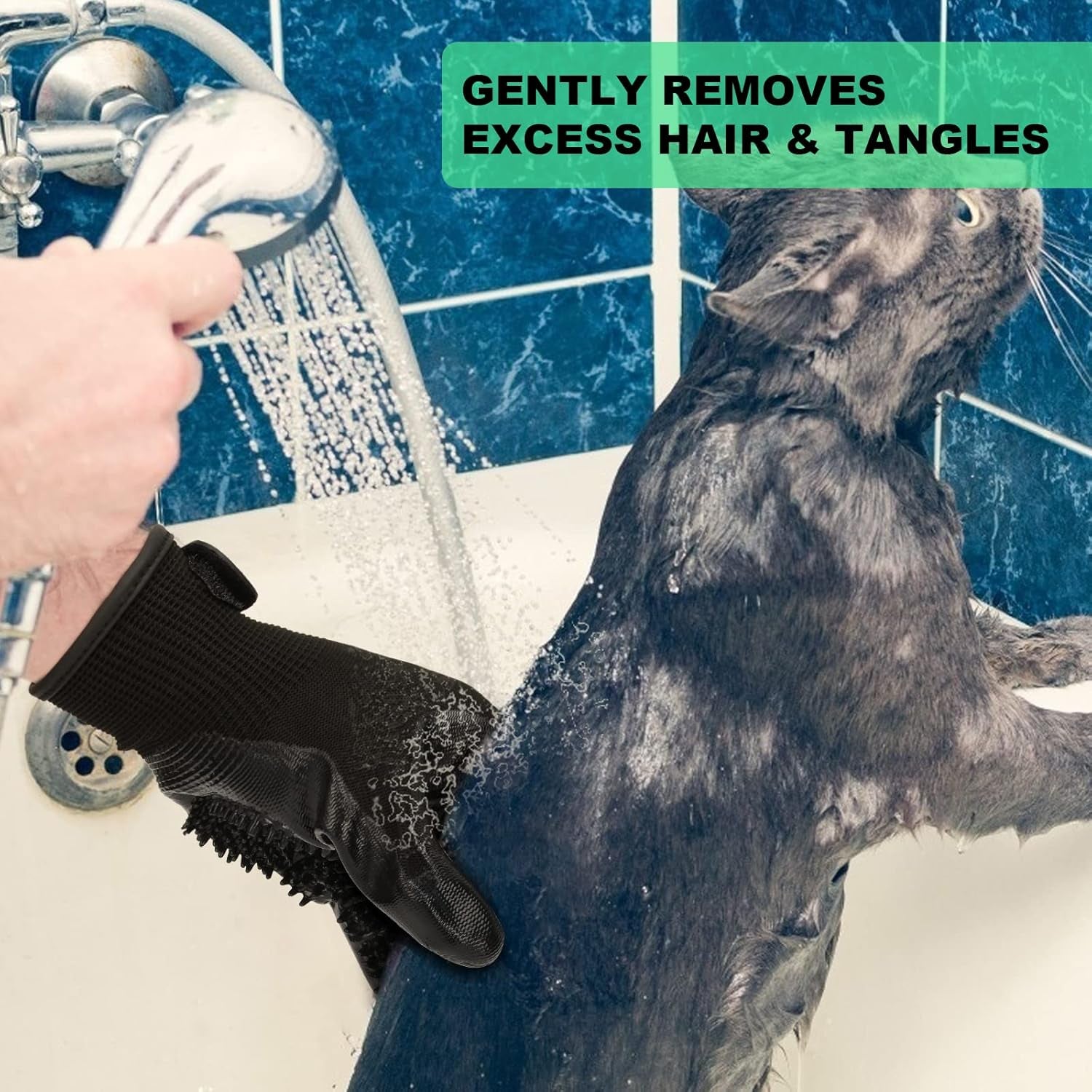 Pet Hair Remover Gloves, Pet Grooming Gloves for Dogs, Cats & Horses, Effective Deshedding, Bathing, and Massaging Other Animals