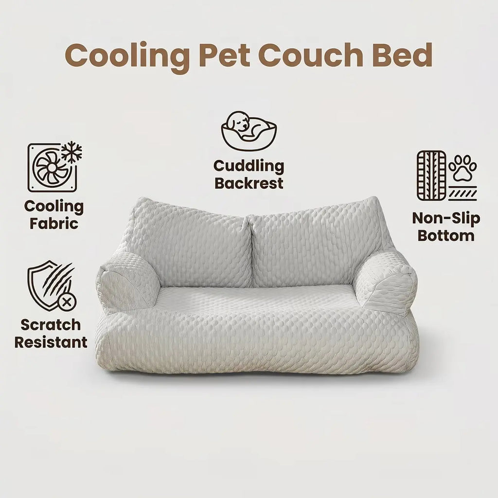 Cooling Ice Silk Pet Sofa – Breathable Summer Bed for Cats & Dogs with Massage Support