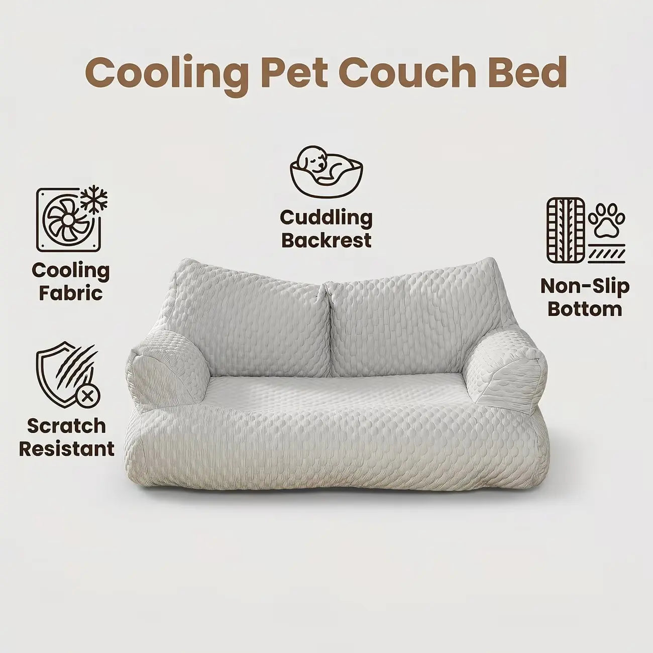 Cooling Ice Silk Pet Sofa – Breathable Summer Bed for Cats & Dogs with Massage Support