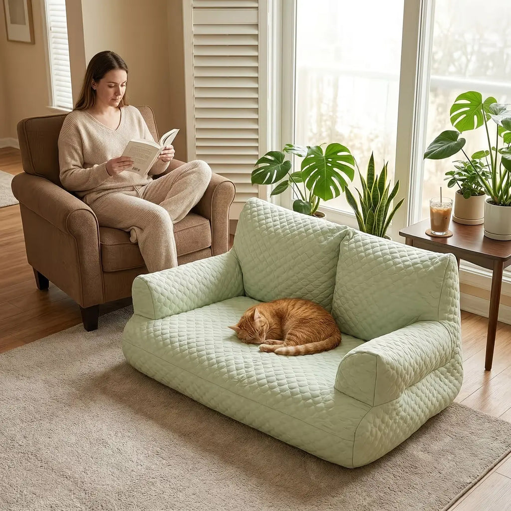 Cooling Ice Silk Pet Sofa – Breathable Summer Bed for Cats & Dogs with Massage Support
