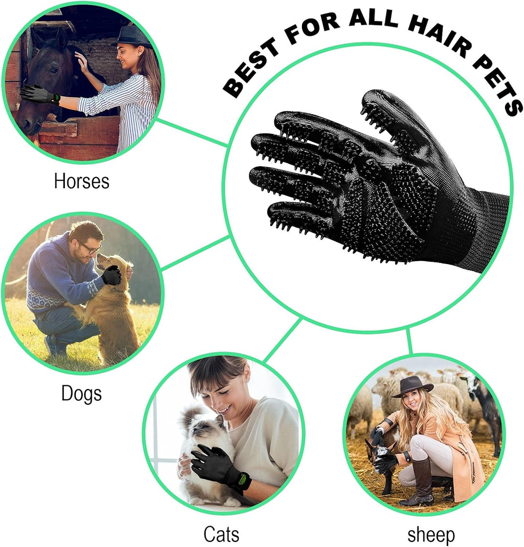 Pet Hair Remover Gloves, Pet Grooming Gloves for Dogs, Cats & Horses, Effective Deshedding, Bathing, and Massaging Other Animals