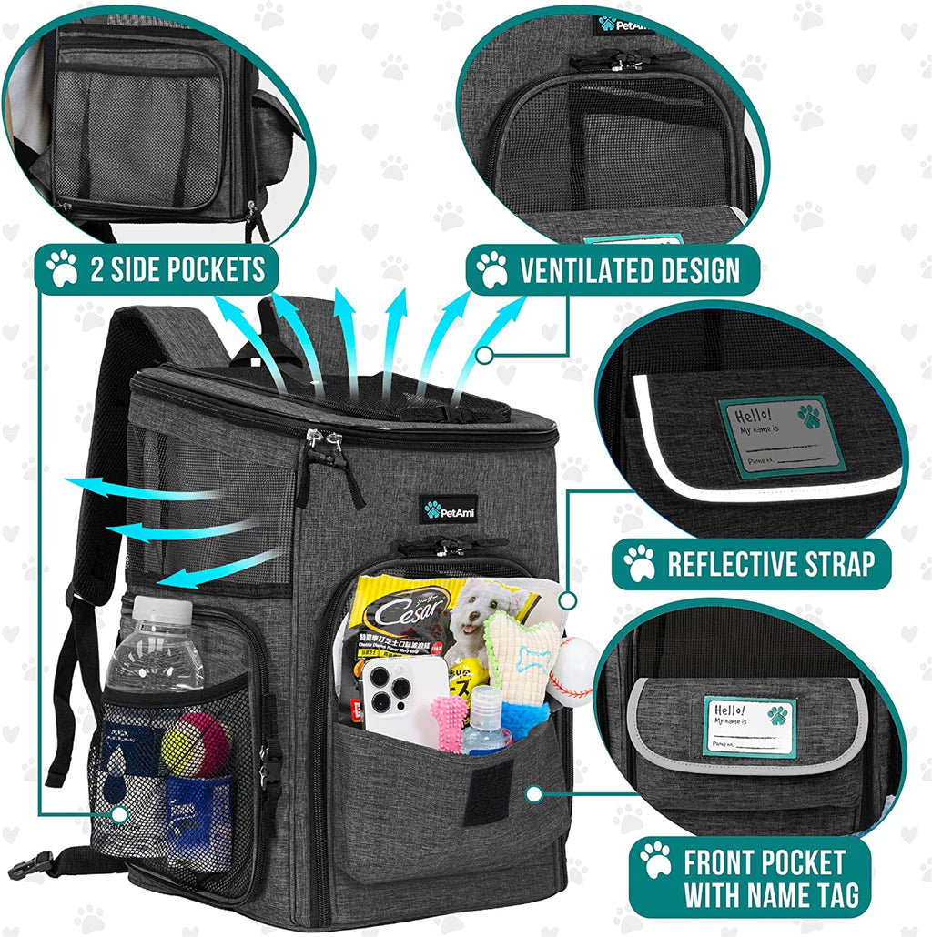 Dog Backpack Carrier, Airline Approved 4-Way Entry Cat Backpack Carrier