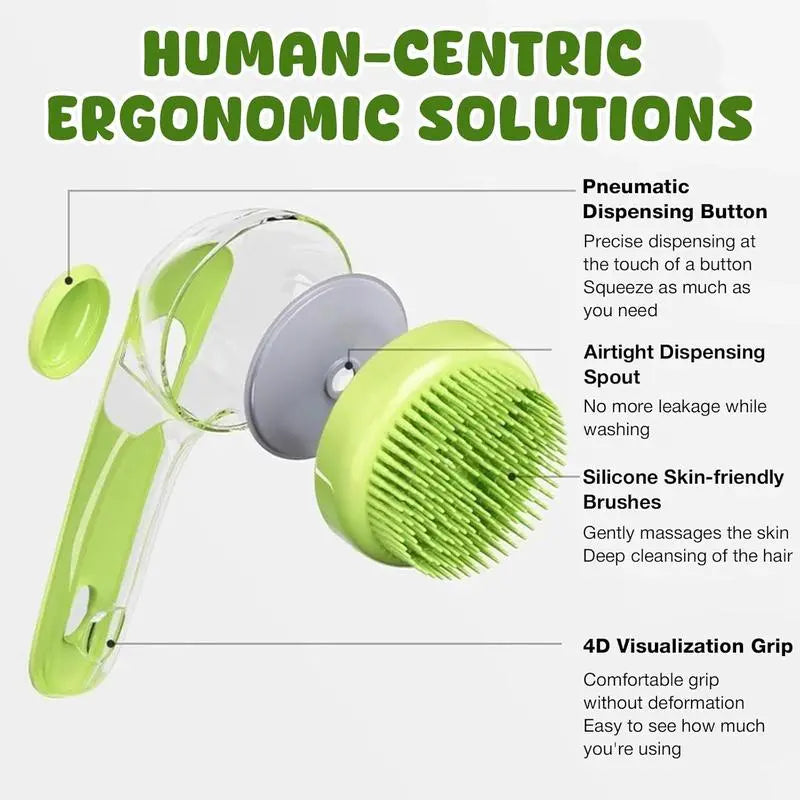 2-in-1 Pet Bath & Grooming Brush – Shampoo Dispenser & Massage Tool for Dogs & Cats