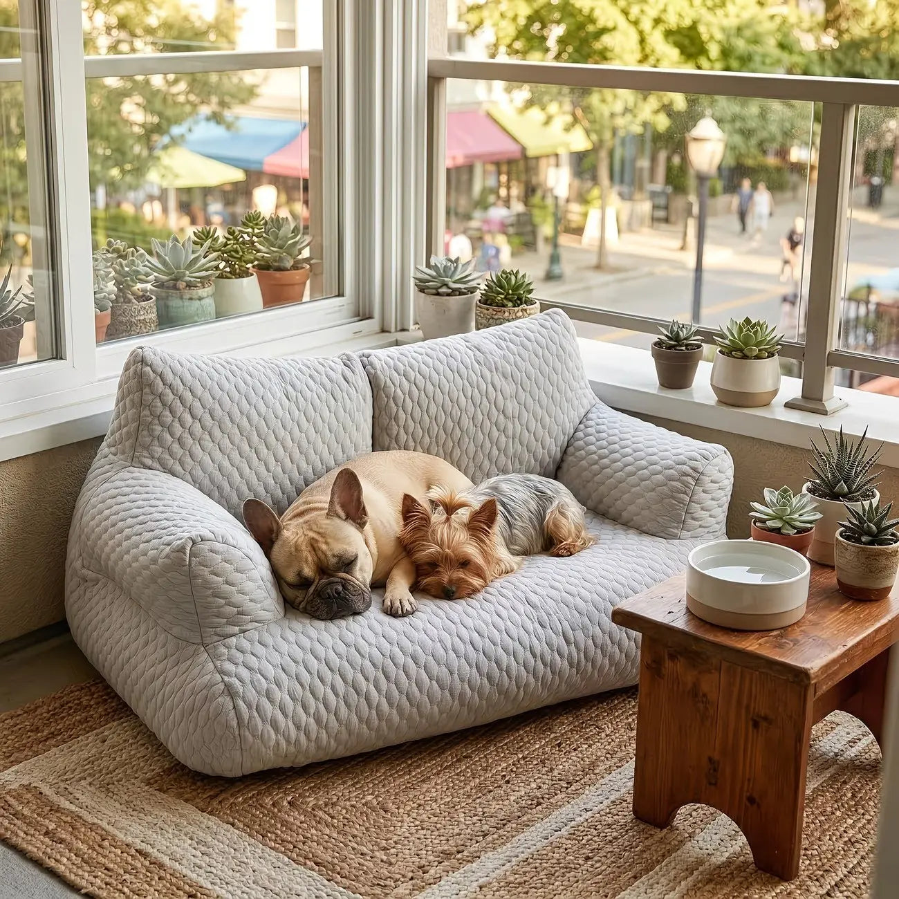 Cooling Ice Silk Pet Sofa – Breathable Summer Bed for Cats & Dogs with Massage Support