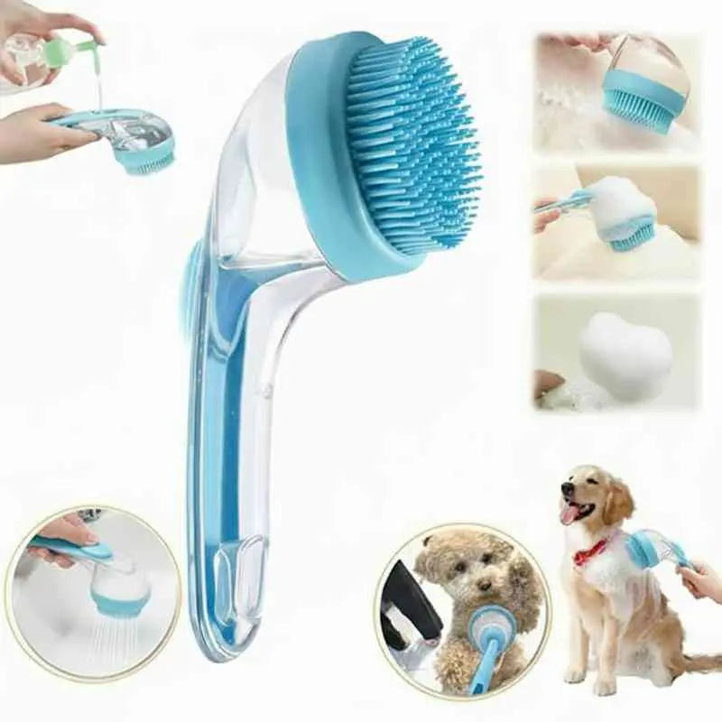 2-in-1 Pet Bath & Grooming Brush – Shampoo Dispenser & Massage Tool for Dogs & Cats