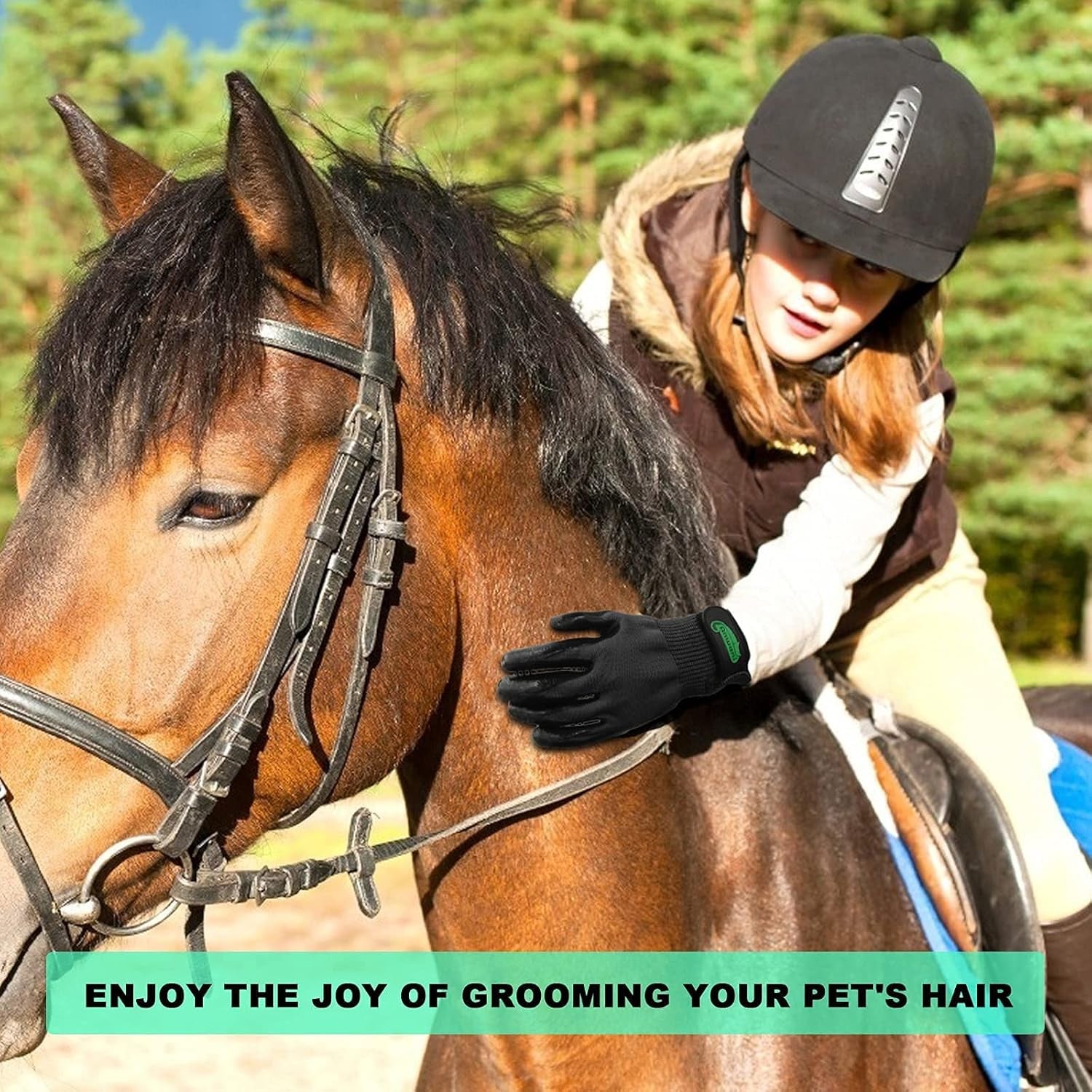 Pet Hair Remover Gloves, Pet Grooming Gloves for Dogs, Cats & Horses, Effective Deshedding, Bathing, and Massaging Other Animals
