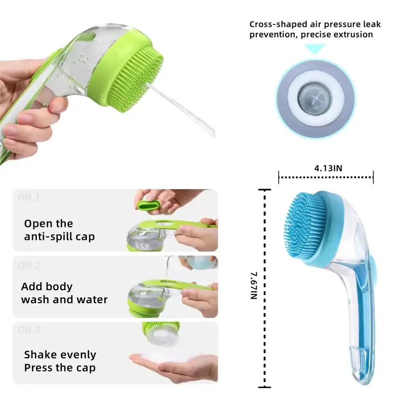 2-in-1 Pet Bath & Grooming Brush – Shampoo Dispenser & Massage Tool for Dogs & Cats