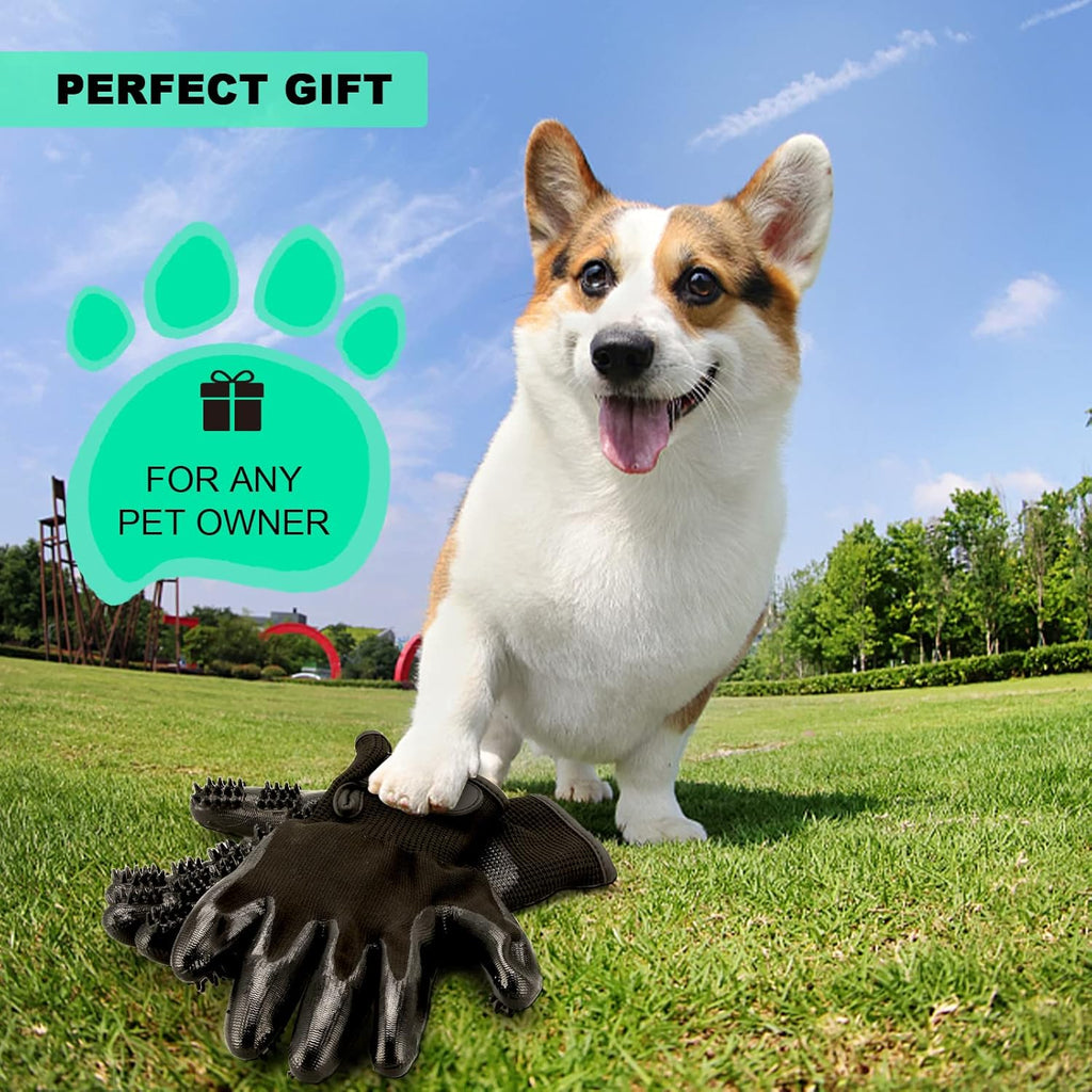 Pet Hair Remover Gloves, Pet Grooming Gloves for Dogs, Cats & Horses, Effective Deshedding, Bathing, and Massaging Other Animals