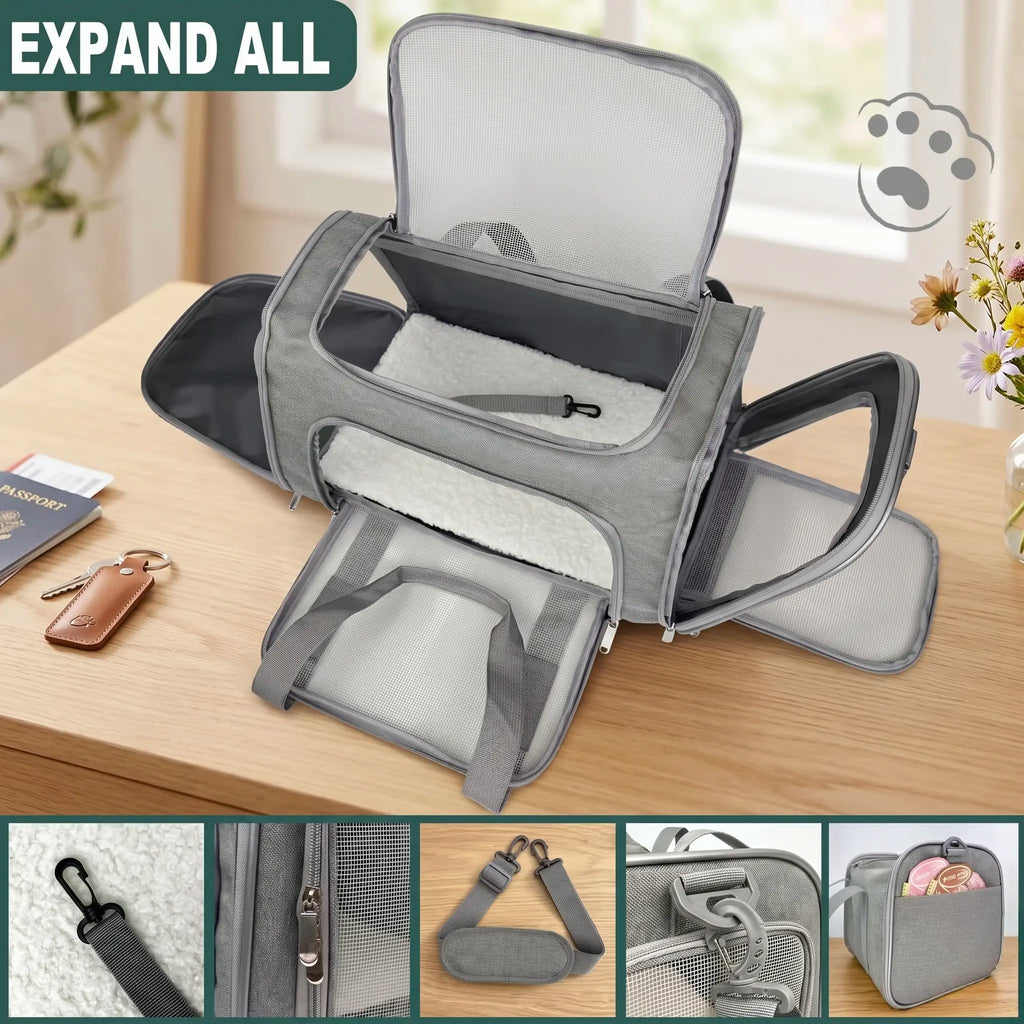 Portable Pet Carrier Bag – Airline-Approved Soft Travel Crate for Cats & Small Dogs, Breathable & Foldable