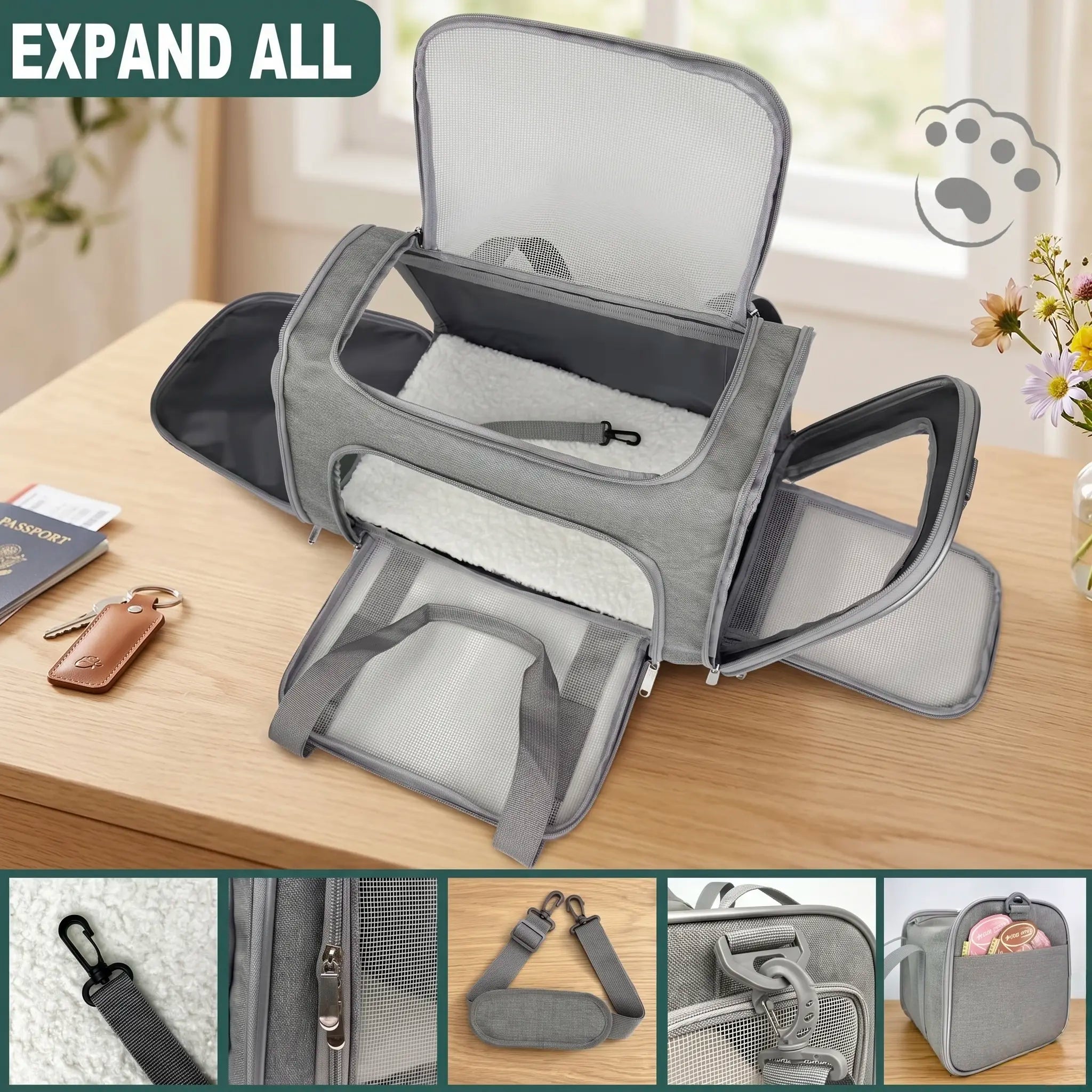 Portable Pet Carrier Bag – Airline-Approved Soft Travel Crate for Cats & Small Dogs, Breathable & Foldable