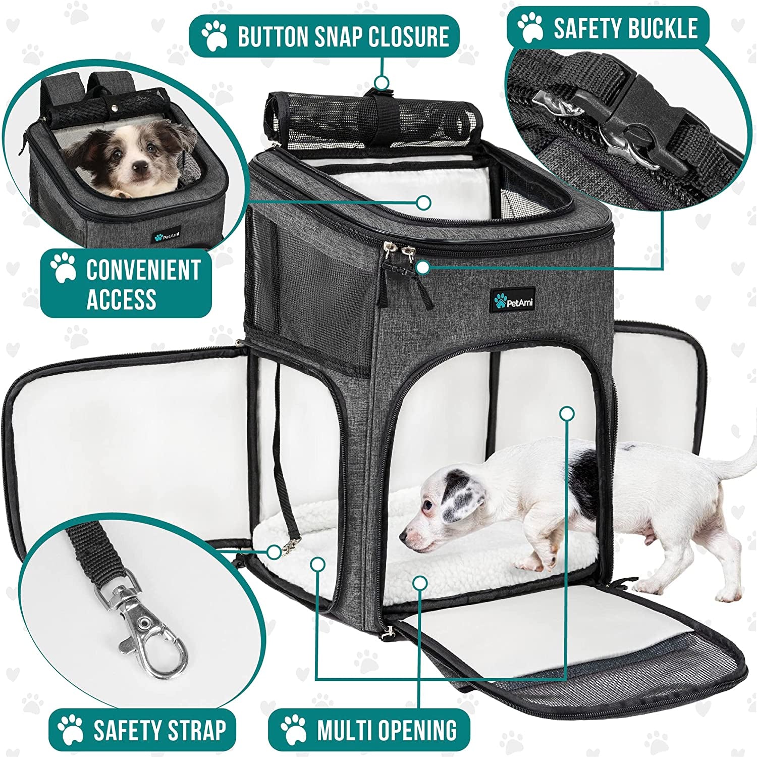 Dog Backpack Carrier, Airline Approved 4-Way Entry Cat Backpack Carrier