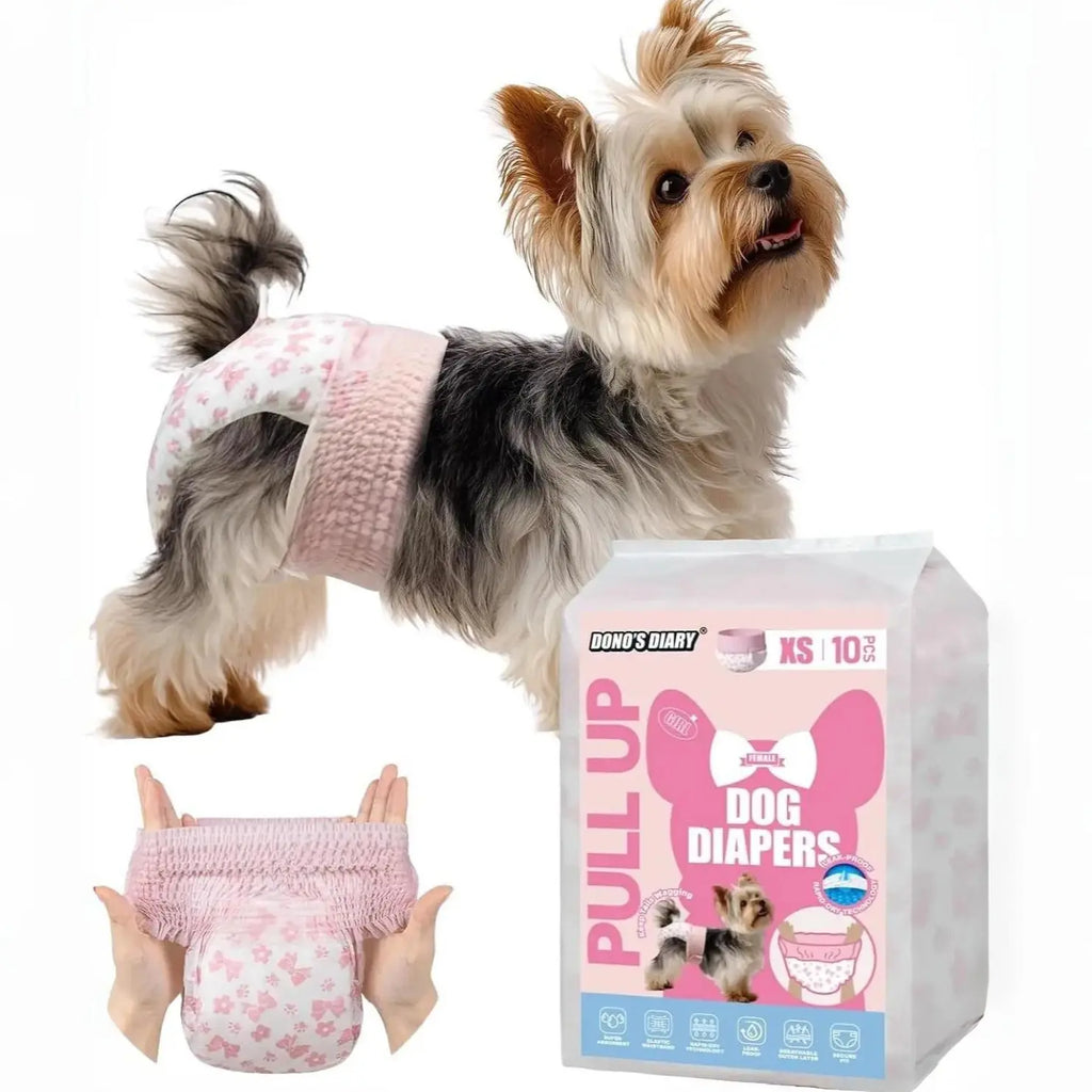 Disposable Female Dog Diapers – 360° Stretchy Waist, Leak-Proof, Super-Absorbent, Rapid-Dry Pet Diapers for Heat Cycle