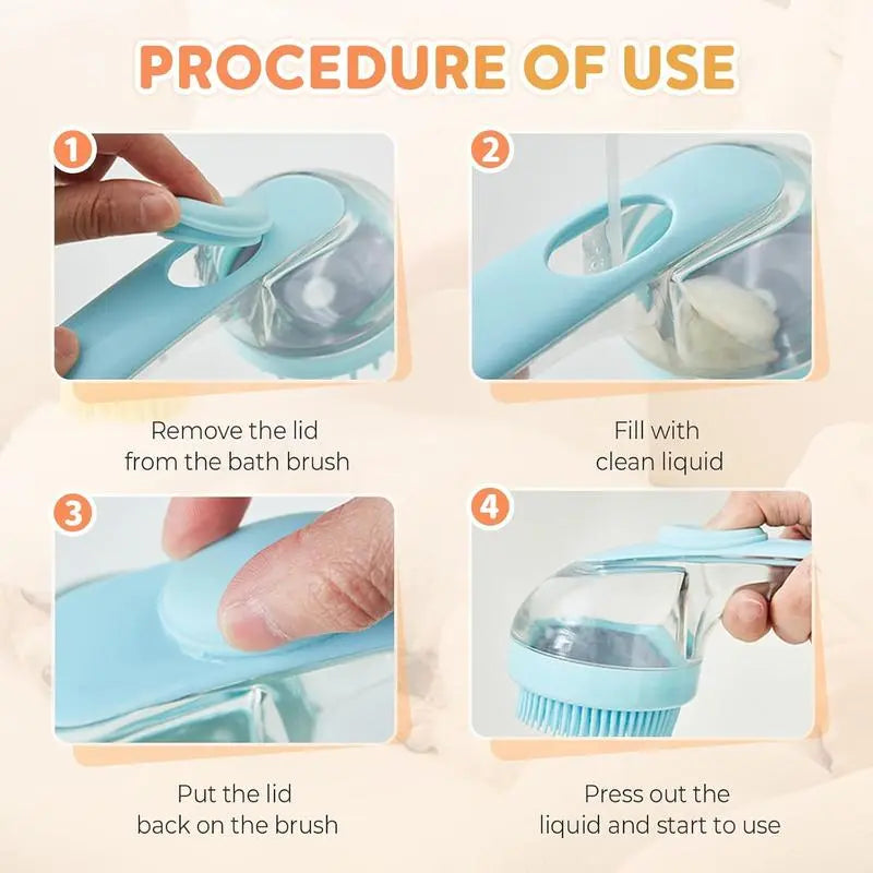 2-in-1 Pet Bath & Grooming Brush – Shampoo Dispenser & Massage Tool for Dogs & Cats