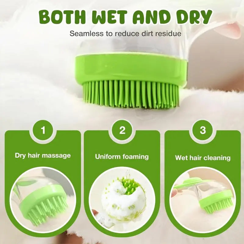 2-in-1 Pet Bath & Grooming Brush – Shampoo Dispenser & Massage Tool for Dogs & Cats