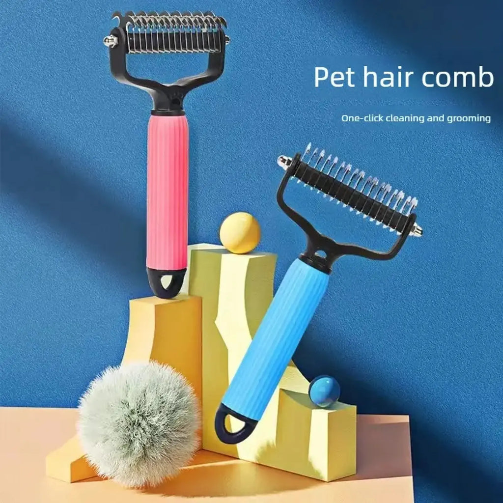 Double-Sided Stainless Steel Pet Grooming Comb – Detangling & Shedding Tool for Dogs