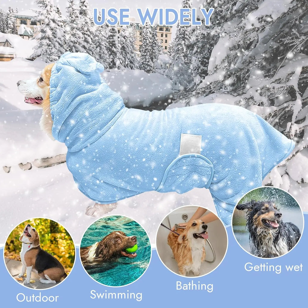 Quick-Dry Hooded Dog Bathrobe – Soft & Absorbent Pet Towel Robe
